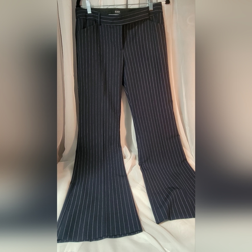 Victoria's Secret Dark Blue Flare Pants with White Stripes